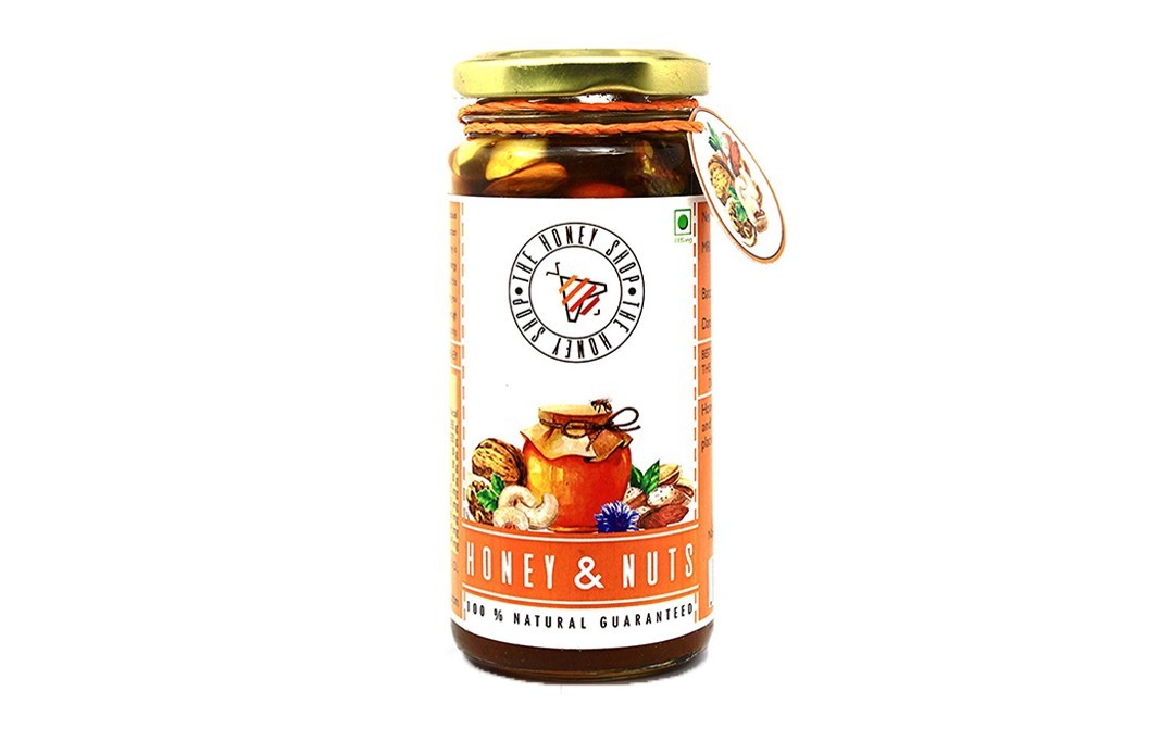 The Honey Shop Honey & Nuts    Glass Jar  300 grams